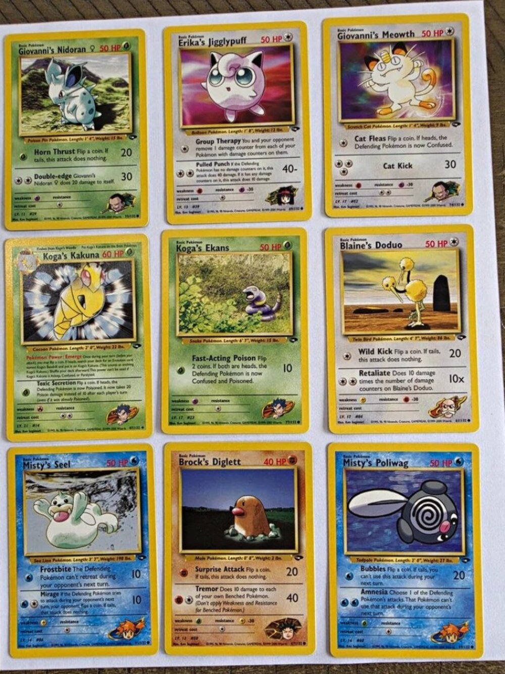 Wizards of the Coast Pokemon TCG Gym Challenge 9-Card Lot English 2000